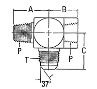 203301 Male To Female Pipe to Male JIC Tee